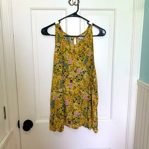 Old Navy Yellow Floral High-Neck Tank Top | XL